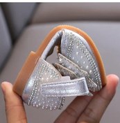 Resim Pembe Yaz Kızlar Düz Prenses Sandalet Moda Payetler Yay Taklidi Bebek Ayakkabıları Çocuk Ayakkabı Parti Düğün Parti Sandalet Pembe 