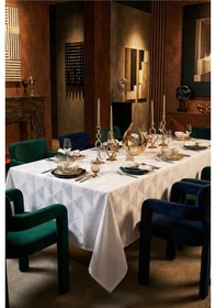 Resim Viva Jakar Polyester Kumaş Beyaz Masa Örtüsü 160x220 Cm - 1424 Çok Renkli 