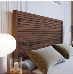 Resim Alaz Model Ceviz Renk Çam Ahşap Karyola Ve İki Komodin Set Yatay -301 90 x 200 