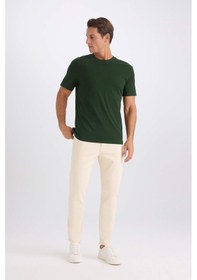 Resim DeFacto %100 Pamuk New Regular Fit Bisiklet Yaka Basic Düz Kısa Kollu Tişört V7699AZ25SPGN1192 