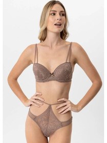 Resim Pierre Cardin Dantelli Soft Push Up Sütyen Takım Sütlü Kahve Sütlü Kahverengi 
