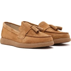 Resim Derimod Kadın Taba Süet Deri Konfor Loafer 26PFD150510 