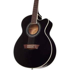 Resim Washburn EA12B Mini Jumbo Elektro Akustik Gitar - Siyah (Profesyonel - Festival Serisi) | Dar Kasa (Mini Jumbo), Ihlamur Gövde, Dahili Preamp ve Akort Cihazı | Ölçüler: 648 mm Skala Uzunluğu 