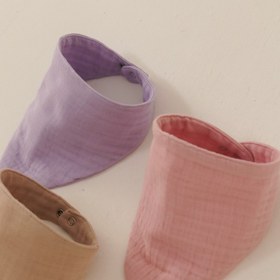 Resim elibaby %100 Pamuklu 8 Kat Muslin Kumaş Çift Çıtçıtlı 3'lü Kız Bebek Mama Önlüğü/ağız Mendili Fular 