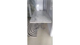 Resim AldaGelsin Mermer Desenli Katlanabilir Mutfak Çalışma Bahçe Masa (60*110) 