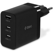 Resim Ttec 2SCG03S Smartcharger Trio Gan 65W PD Usb-C + Usb-A Hızlı Şarj Aleti Siyah 