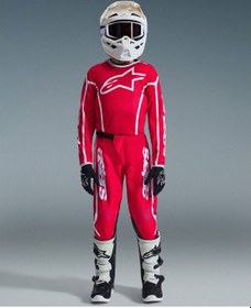 Resim Alpinestars Youth Fluid Apex Genç Kros Motosiklet Pantolonu Kırmızı Beyaz 