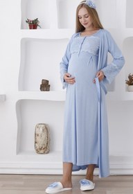Resim Lohusa Uzun Kollu ve Düğmeli / 2’li Hamile Gecelik ve Sabahlık Takımı - 2283 - Pembe / XL / Terlik ve Taç İstiyorum +300₺ 
