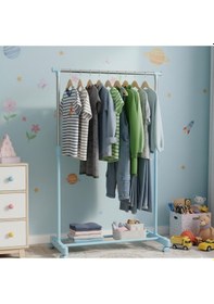 Resim As Kamp Mavi Tekerlekli Askılık Elbise Askısı Çocuk Odası Askısı Mavi 