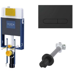 Resim İsvea Isvea Durezza Gömme Rezervuar Seti - Siyah (Tuğla Duvar) 