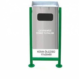 Resim Paslanmaz Metal Bahçe Tipi Çöp Kovası Profil Ayak 30 Litre 