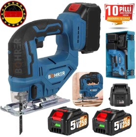 Resim Böhrer Alman Dekuaj Testere , Akülü V258 5AH Çift 2xbatarya Akülü Dekupaj Jig Testere Makinesi 