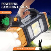 Resim 1 Adet Güneş Enerjili Acil Durum Feneri, Çok Fonksiyonlu LED Kamp Lambası, Taşınabilir Dış Mekan Meşale USB Şarjlı, Kırmızı Işık, SOS Sinyali, Nikel Pil Dahil Kampçılık, Yürüyüş, Balıkçılık İçin 