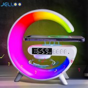 Resim JELLOO Akıllı Işık, Zeka Gücüne Sahip 360° Çevresel Ses, RGB Aydınlatma, Müzik Çalma, Saat Gösterme, Kablosuz Şarj - Modern ve Şık Ev/Ofis Dekoru, Kapalı Kullanım, Güçlü Lamba, PVC Lamba Gövdesi, Pil Gerektirmez, Modern Ev Dekoru | Renkli Ortam Aydınlatması | Güçlü Lamba 