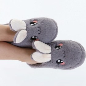 Resim Beyond Kadın Gri Rabbit Yumuşak Tüylü Gondol Ev Terliği 3cm BYNDFKB01 - GRİ / 