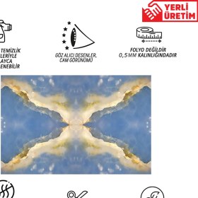 Resim Tink Kendinden Yapışkanlı Mavi Mermer Desenli Pvc Panel 41x62 Cm 4 Adet 1 M² 