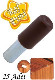 Resim GLASWEN Raf Pimi Plastik Başlı Cam Tutucu Çivisi Mobilya Dolap Pimi Kahverengi (25 Adet) 