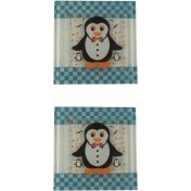 Resim Hellove Cam Banyo Gider Kapak Süsü 2 Adet Cam Gider Kapağı 10X10 cm Penguen 