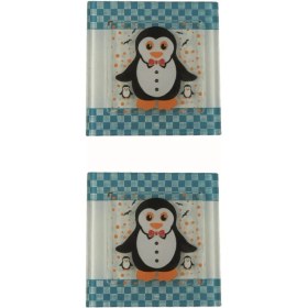 Resim Hellove Cam Banyo Gider Kapak Süsü 2 Adet Cam Gider Kapağı 10X10 cm Penguen 