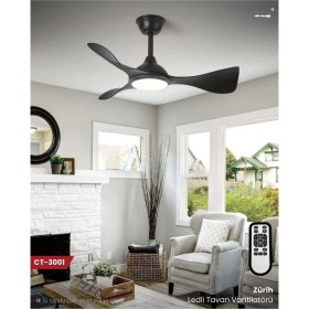 Resim ekim aydınlatma CATA CT3001 Ledli ve Sessiz Tavan Vantilatörü SİYAH 