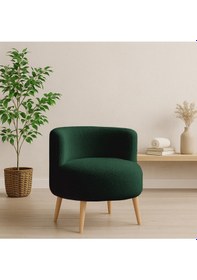 Resim Azra Mobilya Yeşil Sydney Teddy Welsoft Kumaş Modern Berjer Demonte Ahşap Ayaklı, Konforlu Oturma Alanı Koyu Yeşil 