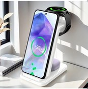 Resim Gaojunshop01 Samsung Kablosuz Şarj İstasyonu 3ü1 Arada Beyaz Galaxy Uyumlu S Watch Buds 
