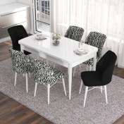 Resim Canisa Concept Eva Serisi 80 x 132 cm Açılabilir Mdf Mutfak Masa Takımı Beyaz Masa ve 6 Sandalye 
