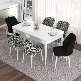 Resim Canisa Concept Eva Serisi 80 x 132 cm Açılabilir Mdf Mutfak Masa Takımı Beyaz Masa ve 6 Sandalye 