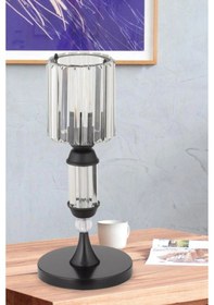 Resim İstanbul Avize Kristal Taşlı Siyah Kasalı Y-12 Siyah Taş Kafalı Abajur 