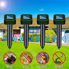 Resim 2/4 Adet CIICII Güneş Enerjili Ses Dalga Teknolojisi Hayvan Kovucu Hareket Sensörlü ve LED Flaşlı - Kediler, Köpekler, Sincaplar, Rakunlar, Geyikler, Yılanlar, Kümes Kurdu, Vole, Gopher için Çoklu Evcil Hayvan Çekici - Bahçe, Çim Alanı Koruma, Haşere Kontrolü | Güneş Enerjili Kovucu | Dayanıklı Yapı, Ses Dalga Teknolojisi ile Hayvan Kovucu 