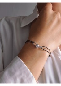 Resim Tiffany Model Deri İpli El Yapımı Silver Siyah Renkli Bileklik Siyah 