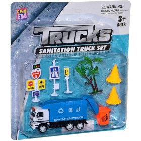 Resim Can-Em Oyuncak 563 Kartela Çek Bırak Trafik ve Kamyon Oyun Seti -Canem 