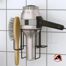 Resim Tekno-tel Vakumlu Fön Tutucu Fön Askısı Mat Siyah DM262 