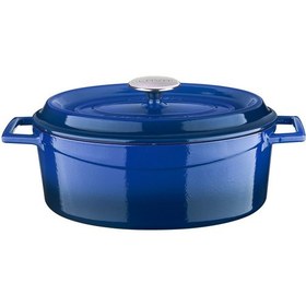 Resim Lava Döküm Oval Tencere. Edition Serisi Ölçü 25x31cm. Mavi Kırmızı 