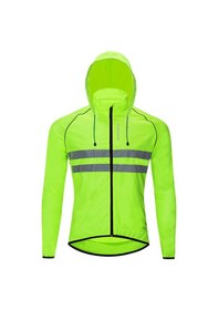 Resim Jeehugo Yeşil L Büyüklüğü Bisiklet Montu - Hava Geçirmez, Hafif Ve Yansıtıcı Şeritli Outdoor Spor Ceket Yeşil 