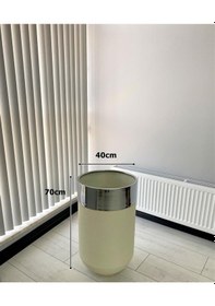 Resim Dekoratif Krom Darbuka Beyaz Saksı 70cm 