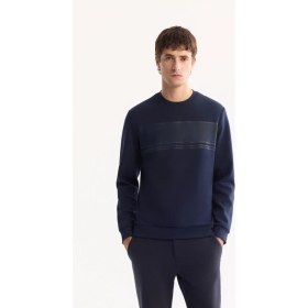 Resim AVVA Erkek Siyah Bisiklet Yaka Pamuklu Bi-Stretch Baskılı Regular Fit Sweatshirt A52Y1215 
