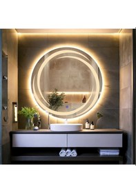 Resim Flux Günışığı Lazer Kumlamalı Lavabo & Banyo Aynası Dokunmatik Sensörlü 90 X 90 