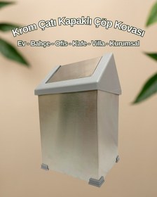 Resim Krom Sallanır Çatı Kapaklı Çöp Kovası 25 Lt 