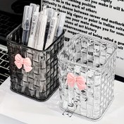 Resim 1 Adet Şeffaf Geometrik Desenli Masa Organizatörü - Ofis, Okul, Ev ve El İşi İçin Hafif & Taşınabilir Kalem Kutusu, Kalemler, Markörler ve Aksesuarlar için Dekoratif Masa Düzenleyici, Cilalı Yüzeyli 