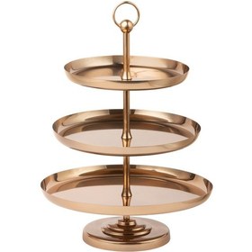 Resim Gokvalla 41 Cm 3 Katlı Bakır Rengi Kek Pasta Meyve Sunum Servis Standı Bakır 