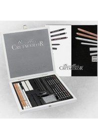 Resim Black & White Box Drawing Set Premium Eskiz Çizim Seti 25'li Ahşap Kutu / 40025 
