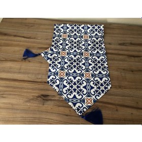 Resim Mavi Çini Desenli Runner Çok Renkli 