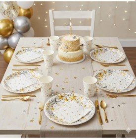 Resim Tabak Karton Samanyolu Yıldızlı Beyaz 8 Li 23 Cm Derin Parti Tabağı 