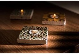 Resim Oscar Stone Decor Doğaltaş Mumluk Ml-044 