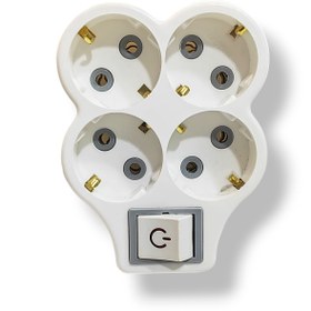 Resim EKODİZAYN Anahtarlı topraklı kablosuz 4'lü priz çoğaltıcı priz-fiş. 1 ADET 