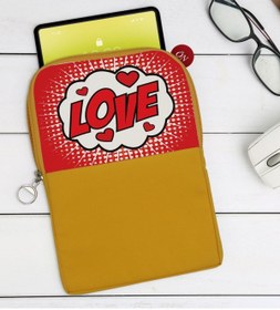 Resim Bk Gift Gift Pop Art Tasarımlı Taşınabilir Koruyucu Tablet Kılıfı & Organizer Çanta - Sarı-5 
