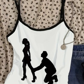 Resim Y2K Estetiği Kontrast Renkli Crop Tank Top - Siyah & Beyaz Siluet Baskı, İnce Askılı, Orta Esneklikte, Makinede Yıkanabilir Yazlık Kadın Günlük Giyim, Şık Bluz, Retro Tarz, Rahat Kesim, Trend Takipçileri İçin, Mevsimsel Gardırop, Dayanıklı Yapım 