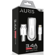 Resim Araç Şarj Cihazı 2 Port USB + Iphone Lightning Kablolu Şarj 3.4 A Oto Çakmaklık Şarj Cihazı Seti 