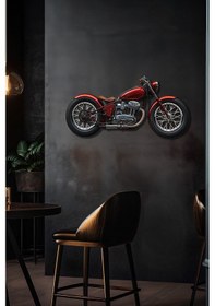 Resim Kırmızı Motor Renkli Metal Tablo 